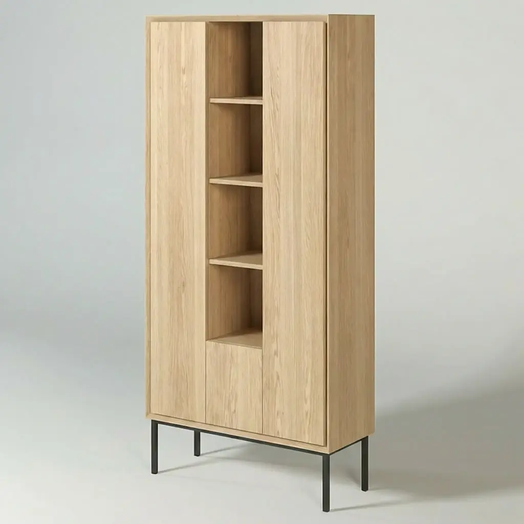 KAS0105-2 / Buffet Cadiz 2 portes & 1 tiroir & 9 étagères (96x45x205)