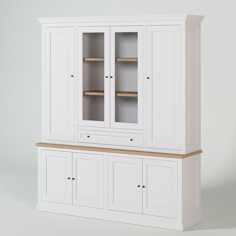 KAS0510-1 / Vitrine Métropolis New Rio / 8 portes / 1 tiroir / 10 étagères / tablette chêne (200x45x230)