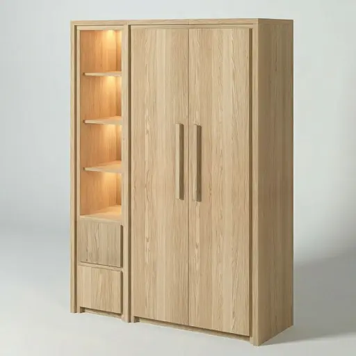 KAS0205-2P1C / Wardrobe Corfou - 2 Portes - 1 Colonne (150x55x210)