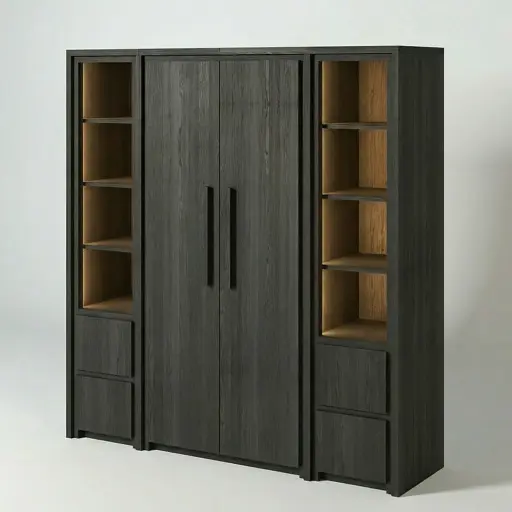 KAS0205-2P2C / Wardrobe Corfou - 2 Portes - 2 Colonne (197x55x210)